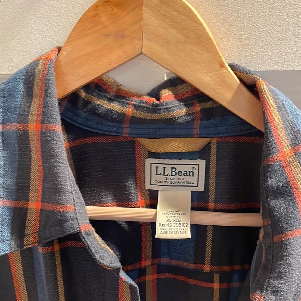 L.L. Bean Casual Blue and Orange Button Down Shirt